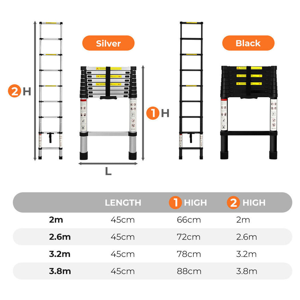 Aluminum Telescopic Ladder Portable Rooftop Access Steps Expandable