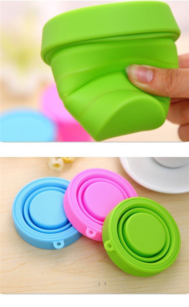 4x Folding Silicone Cups - Hiking - Pink,Blue,Green,Yellow,Mixed each color