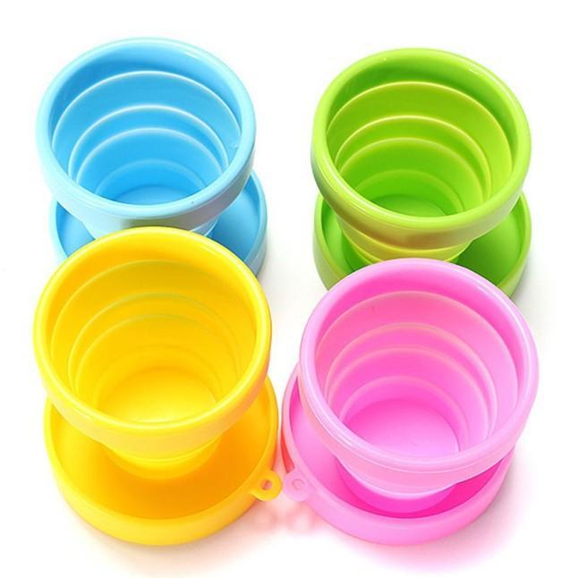 4x Folding Silicone Cups - Hiking - Pink,Blue,Green,Yellow,Mixed each color