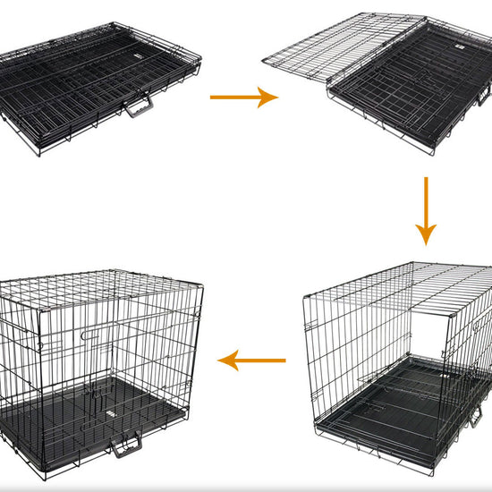 Folding Pet Cage - Pet - (XS): 61 x 43.5 x 50cm,(S): 77 x 48 x 54cm,(M): 91 x 57 x 63cm,(L): 105 x 69 x 77.5 cm,(XL): 120 x 74 x 80cm
