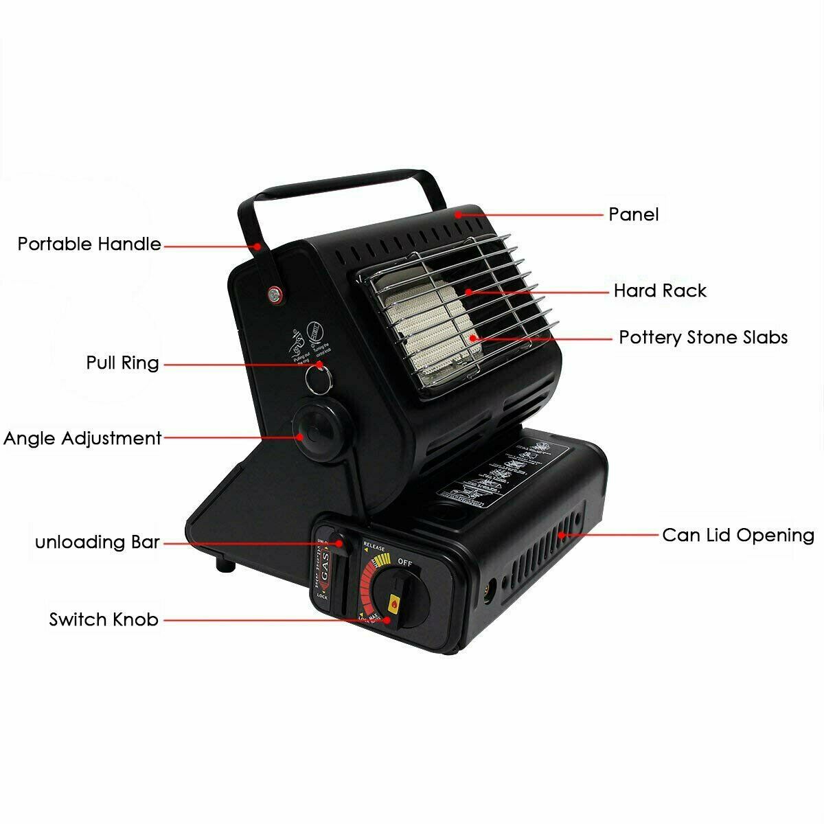 Portable Gas Heater - Winter - black,red