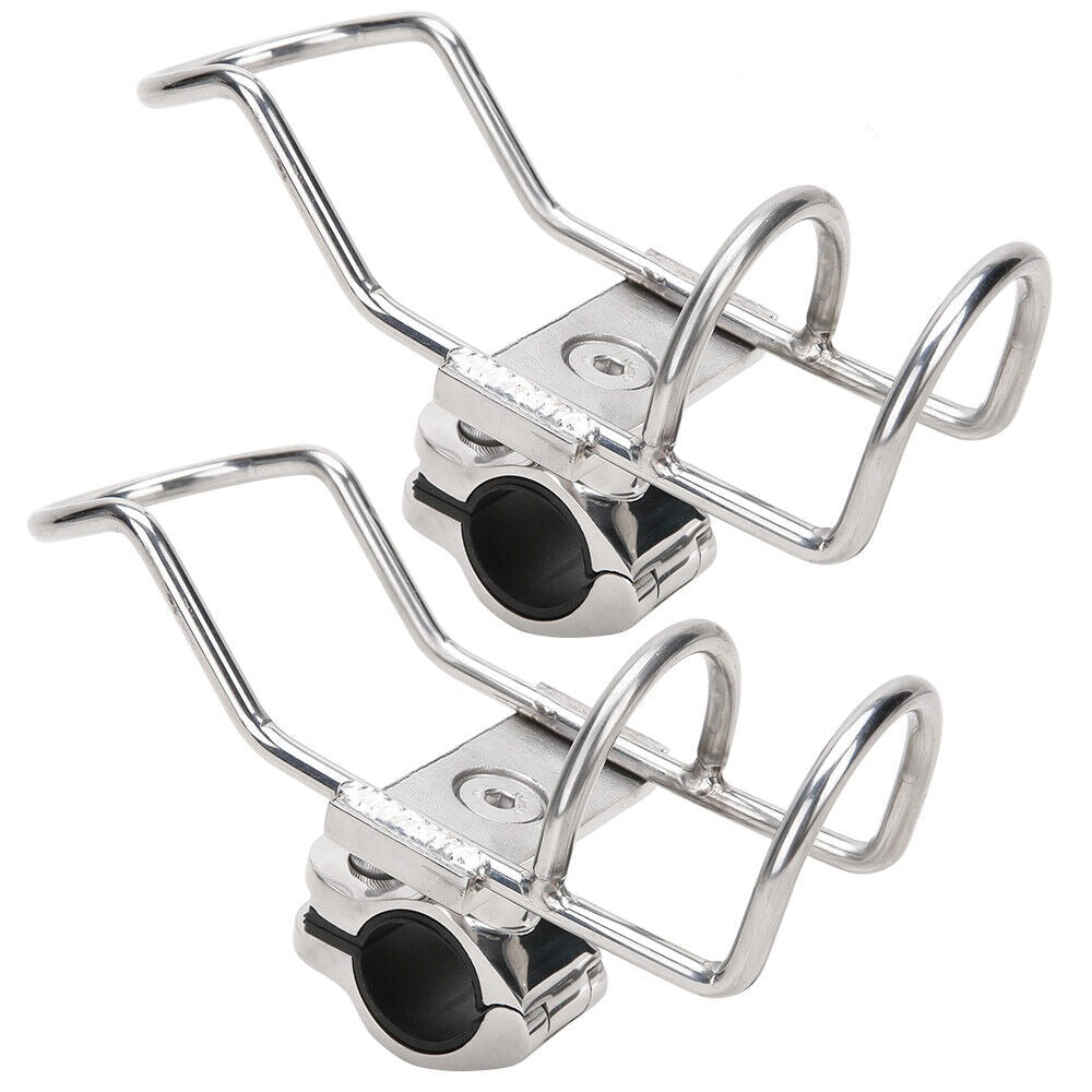 2x Quality Stainless Steel Rod Holder RAIL Mount Fishing Boat 360