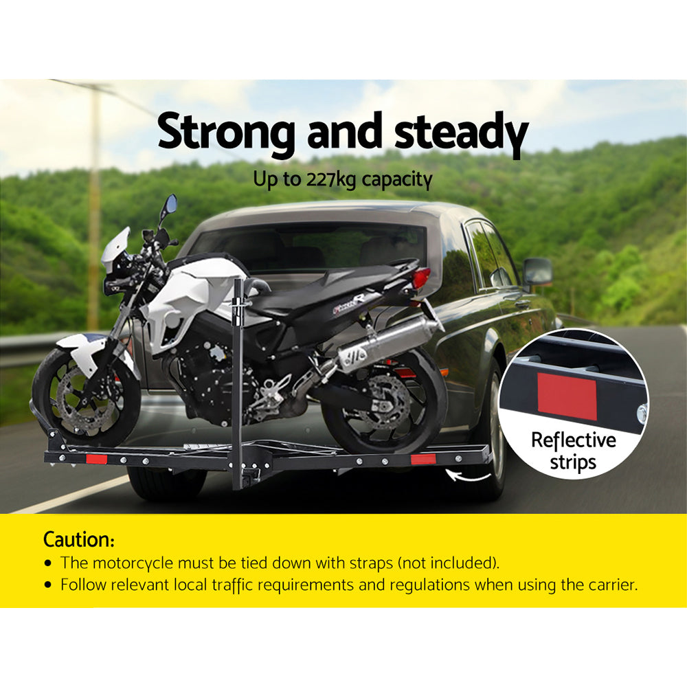 Tow Motor Racking Motorbike Carrier Rack Ramp Towbar Motorcycle Adjustable Height Hitch ...