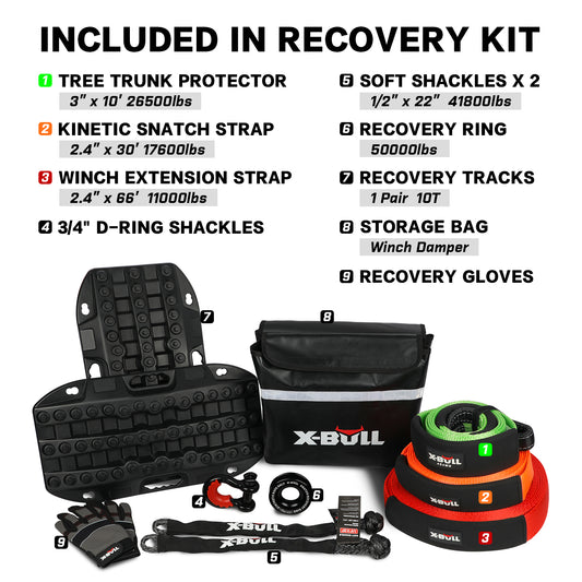 X-BULL 4WD Winch Recovery Kit 12Pcs