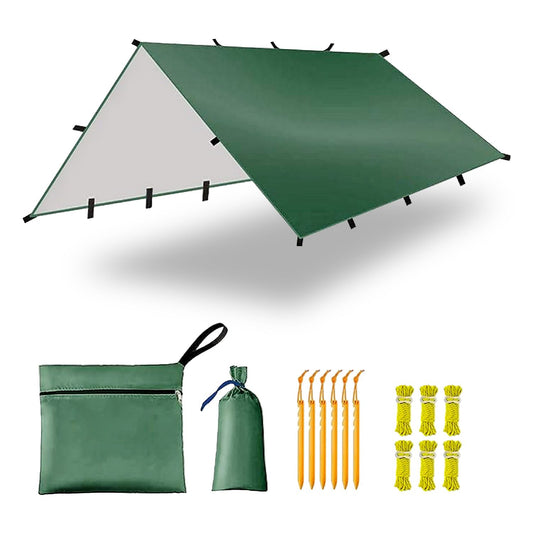 KILIROO 3X4m Large Waterproof Camping Tarp Tent (Forest Green) KR-CVT-101-ZD