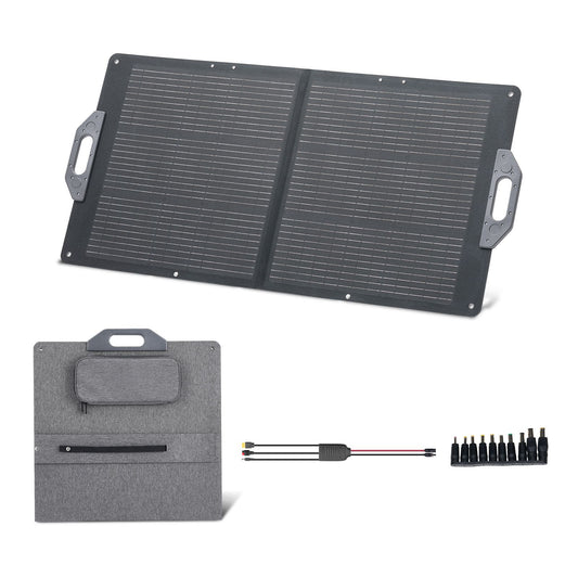 100W Foldable Solar Panel, 24% High-Efficiency Portable Monocrystalline Solar Panel Charger with MC4 Output, USB-A, Type-C & DC Ports, IP65 Waterproof for Power Stations, Camping, Hiking Trips