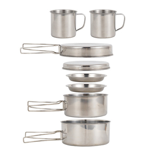 Camping Cookware Stainless Steel Kit 8pcs