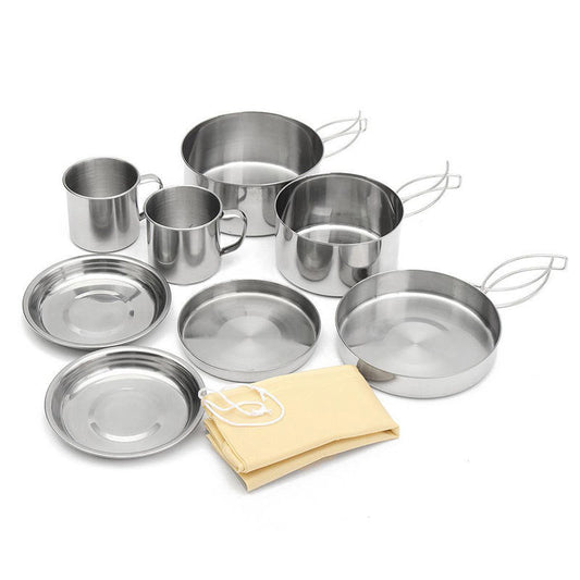 Camping Cookware Stainless Steel Kit 8pcs