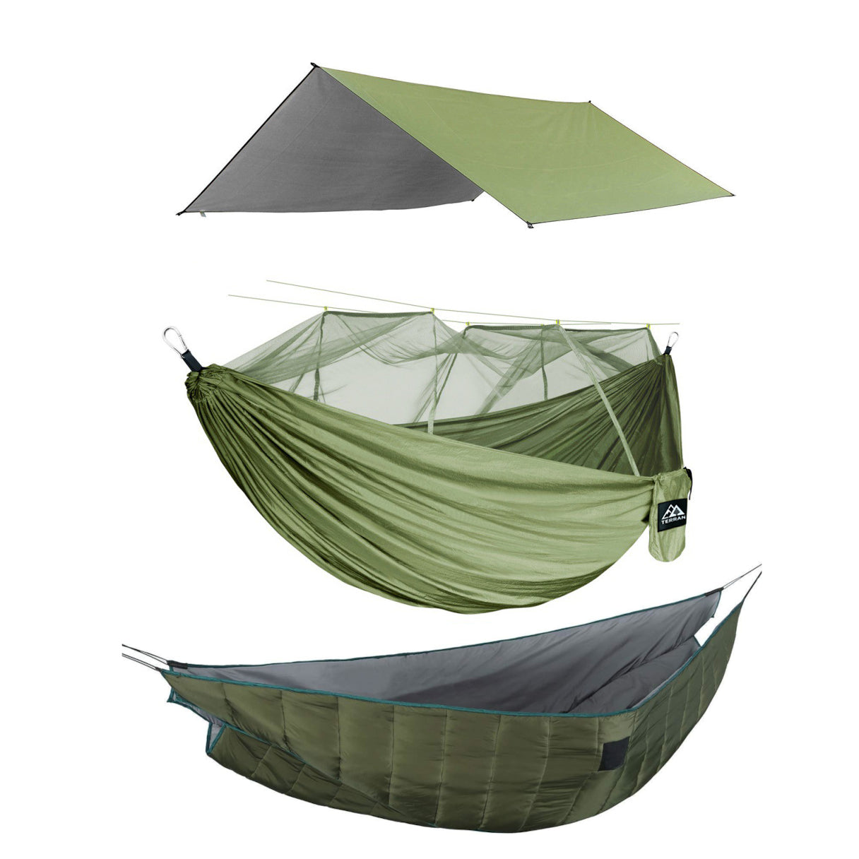 Ultralight Camping Hammock Set: Mosquito Net + Tarp Cover + Underquilt ...