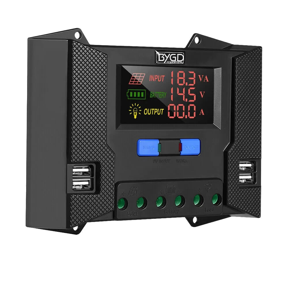 Dual USB Solar Regulator with LCD 30A | 3-Stages Smart Controller ...