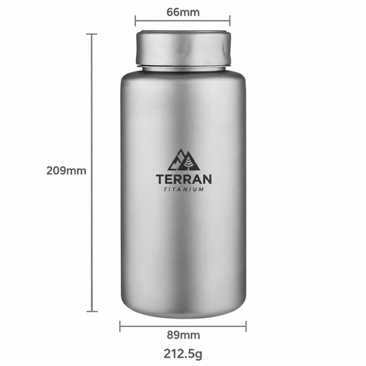TERRAN Titanium Ultralight Water Bottle 1L Wide Mouth