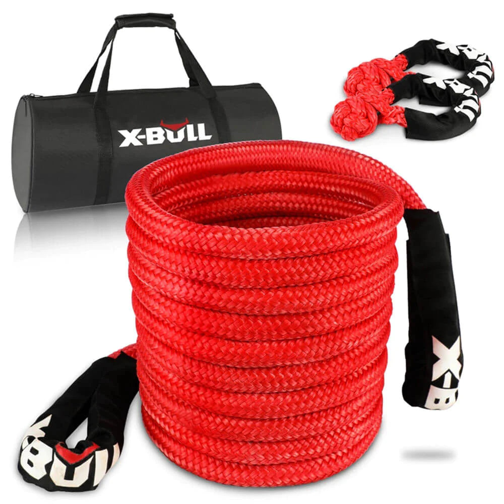 Secure Tech Kinetic Rope X-BULL Kinetic Rope 9m Snatch Strap Recovery Tow Winch Soft Shackle