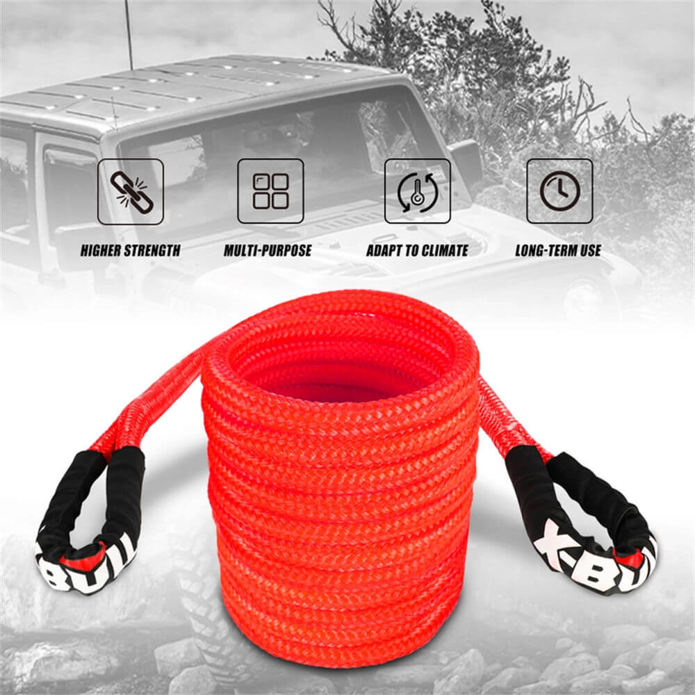 Secure Tech Kinetic Rope X-BULL Kinetic Rope 9m Snatch Strap Recovery Tow Winch Soft Shackle