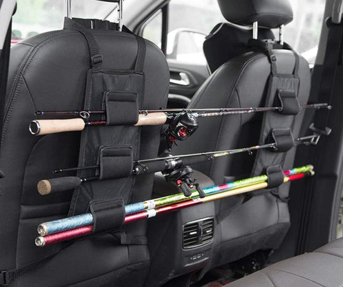 Ximing 2 Pieces Fishing Rod Holders For Car, Fishing Pole Storage Rack, Backseat Pole Organizer Fishing Car Rod Carrier Strap For Vehicle, Wagons Blac