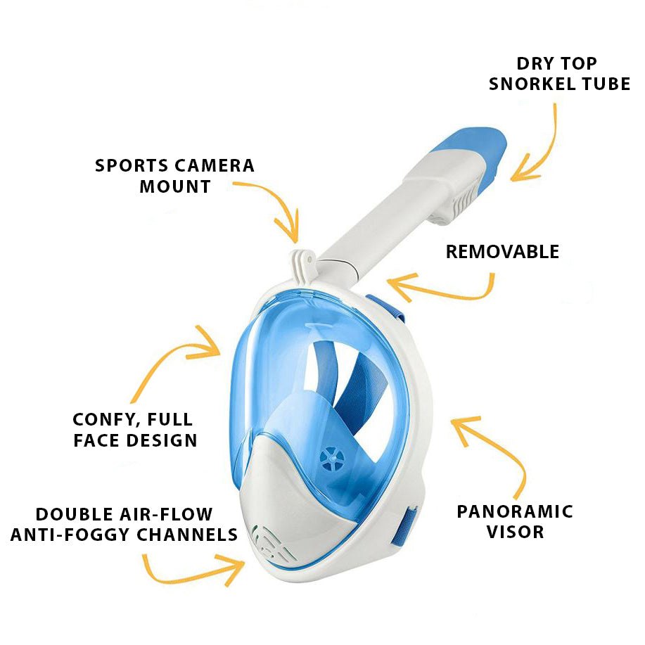 Full Face Snorkeling Mask Beach, Ocean, Family and Outdoors