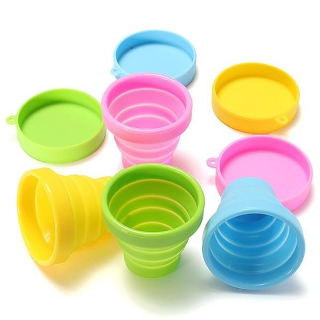 4x Folding Silicone Cups - Hiking - Pink,Blue,Green,Yellow,Mixed each color