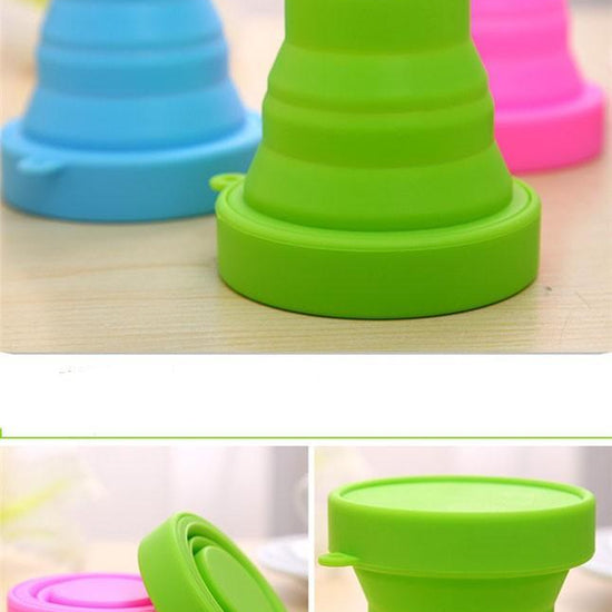 4x Folding Silicone Cups - Hiking - Pink,Blue,Green,Yellow,Mixed each color