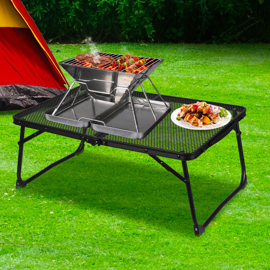 Outdoor Grill Table - Small Portable and Lightweight Metal for Camping