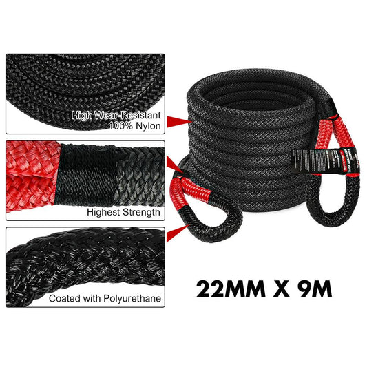 X-BULL 4X4 Recovery Kit: Kinetic Rope, Snatch Strap, Winch Damper 13Pcs