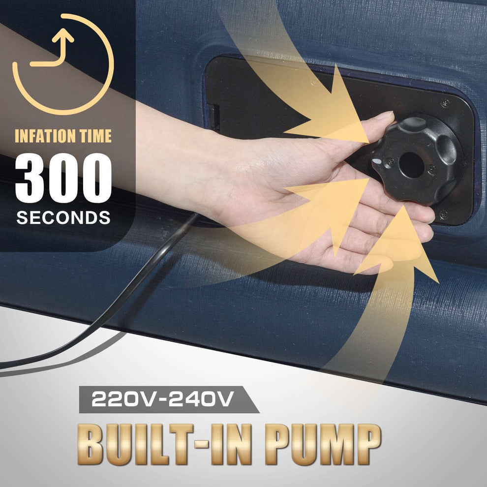 Air Mattress with Built-in Pump Queen Camping Inflatable Electric 12V ...