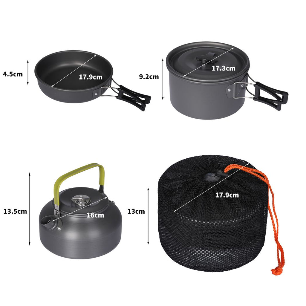 10pcs Cooking Pots Set Hiking Kitchen Essentials