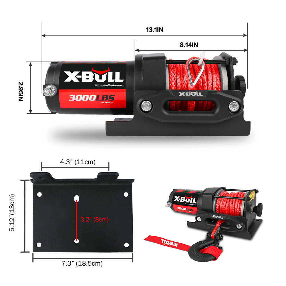 Wireless Electric Winch, 3000LBS Synthetic Rope XBULL