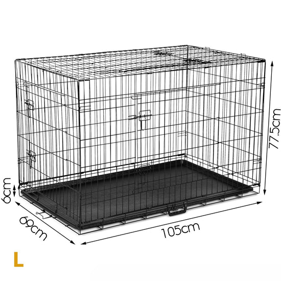 Folding Pet Cage - Pet - (XS): 61 x 43.5 x 50cm,(S): 77 x 48 x 54cm,(M): 91 x 57 x 63cm,(L): 105 x 69 x 77.5 cm,(XL): 120 x 74 x 80cm