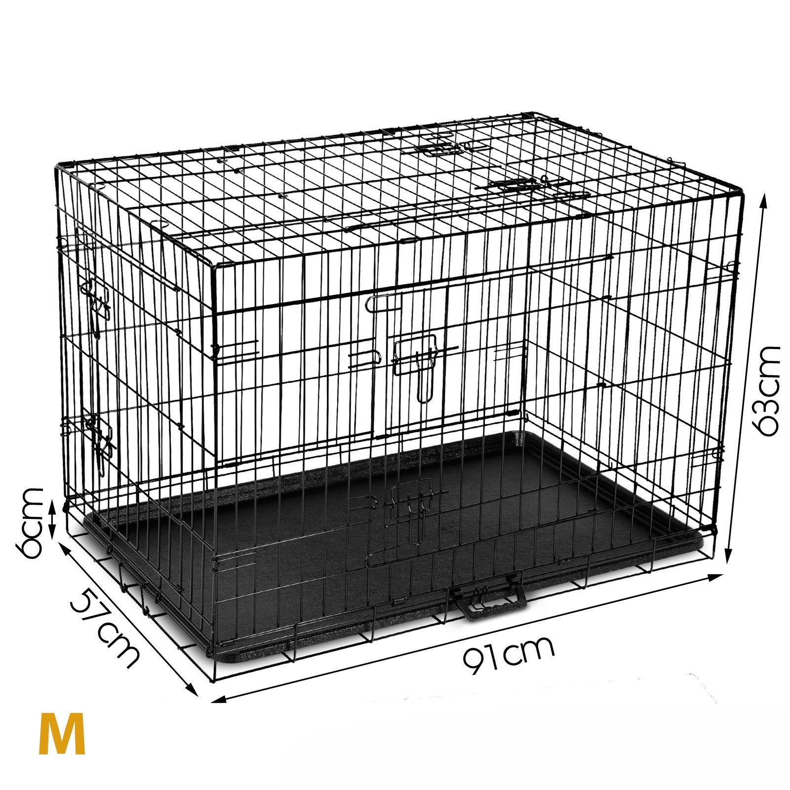 Folding Pet Cage - Pet - (XS): 61 x 43.5 x 50cm,(S): 77 x 48 x 54cm,(M): 91 x 57 x 63cm,(L): 105 x 69 x 77.5 cm,(XL): 120 x 74 x 80cm