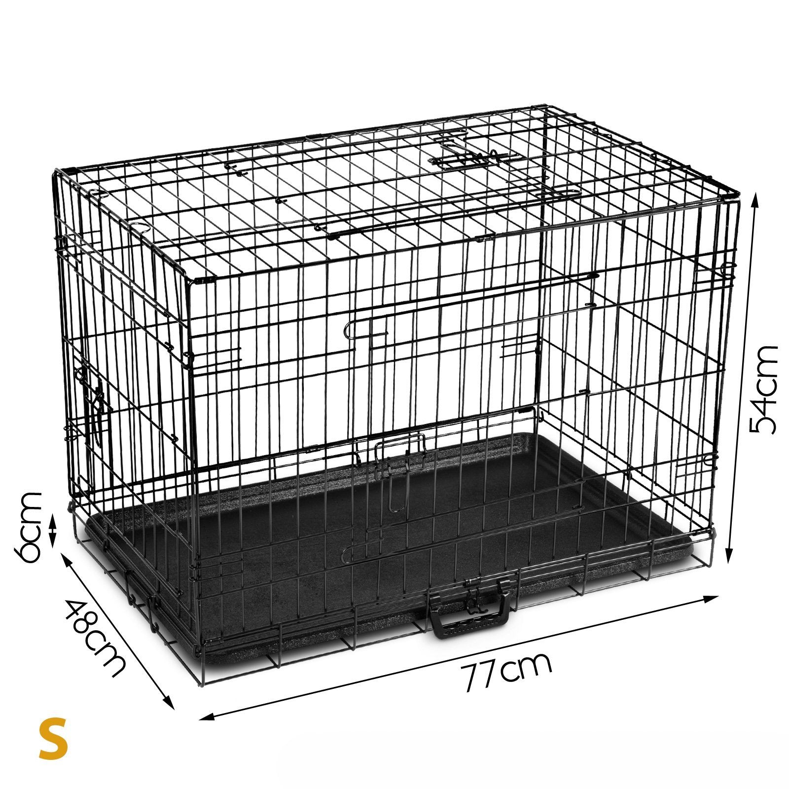 Folding Pet Cage - Pet - (XS): 61 x 43.5 x 50cm,(S): 77 x 48 x 54cm,(M): 91 x 57 x 63cm,(L): 105 x 69 x 77.5 cm,(XL): 120 x 74 x 80cm