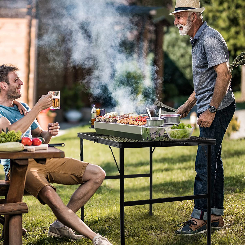 Outdoor Grill Table - Small Portable and Lightweight Metal for Camping