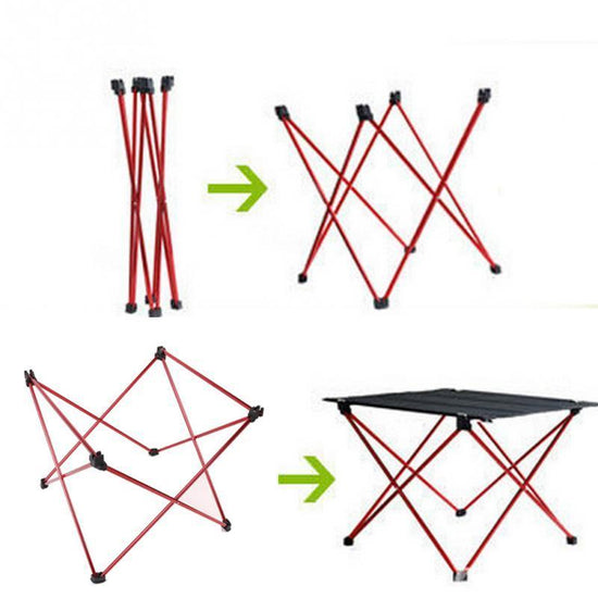 Portable Aluminum Folding Table - - Red,Silver,Blue