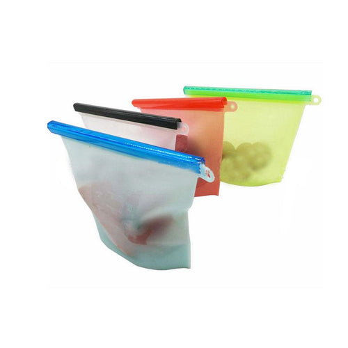 Buy Reusable Silicone Food Storage Bag Set of 3 - Large Size 50 OZ -  Airtight Zip Seal Bags Keep Your Food Fresh. Bag for Cooking, Sous Vide,  Lunch, Snack, Sandwich, Freezer.