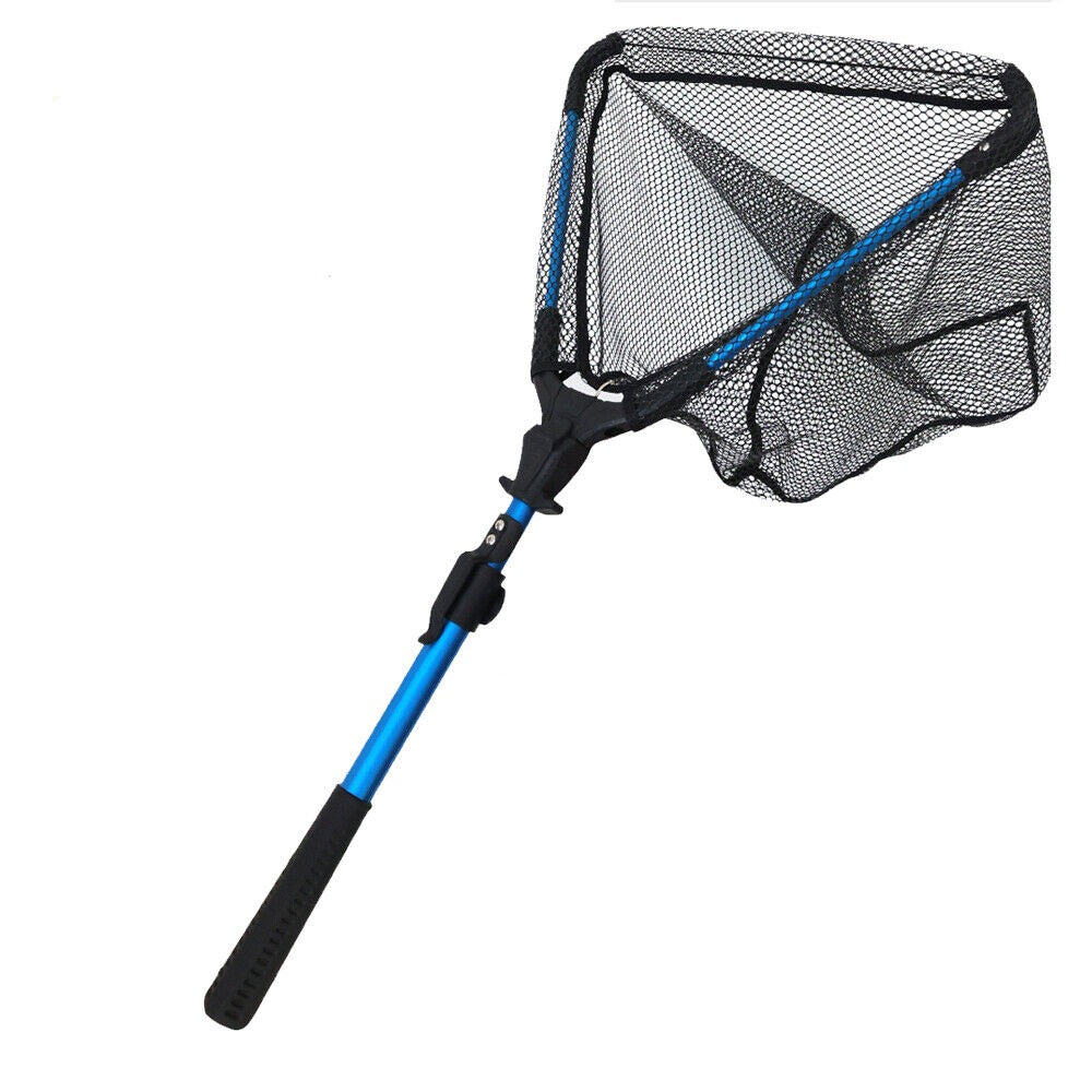 Compact Fishing Landing Net Telescopic Foldable Mesh Adjustable FIsh