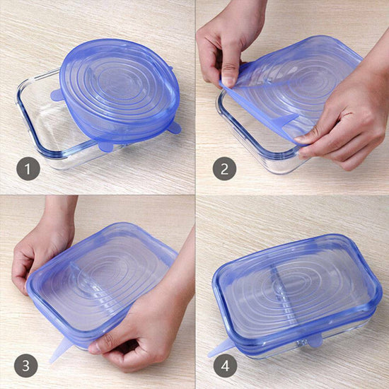 Reusable Silicone Lids - Eco - white (6 pack),blue (6 pack)